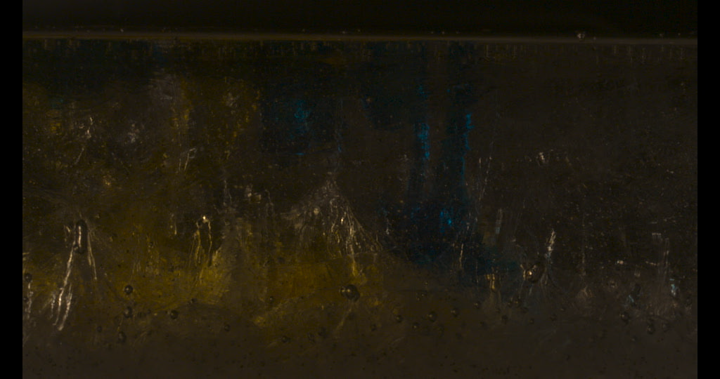 Blue and yellow ink corn syrup mix